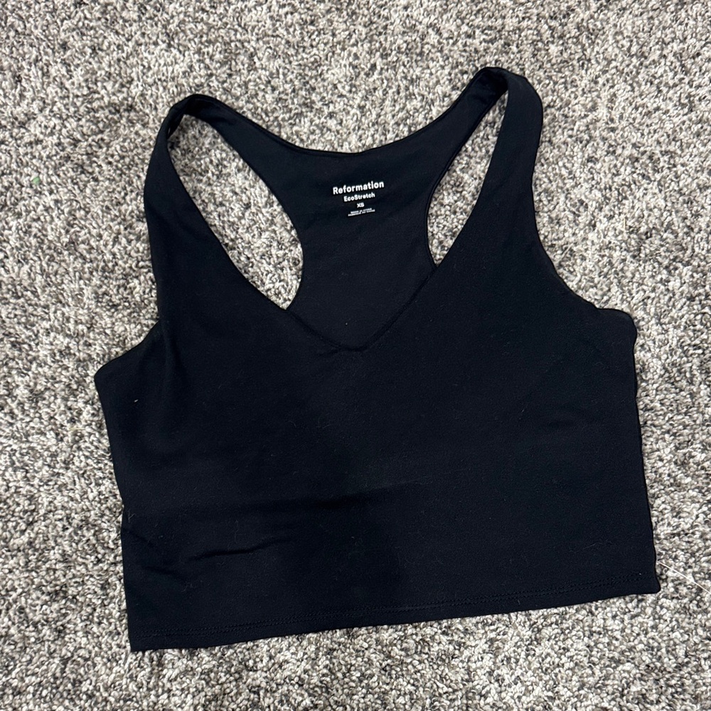 Reformation Eco Tech Black Longline Shelf Bra Tank XS